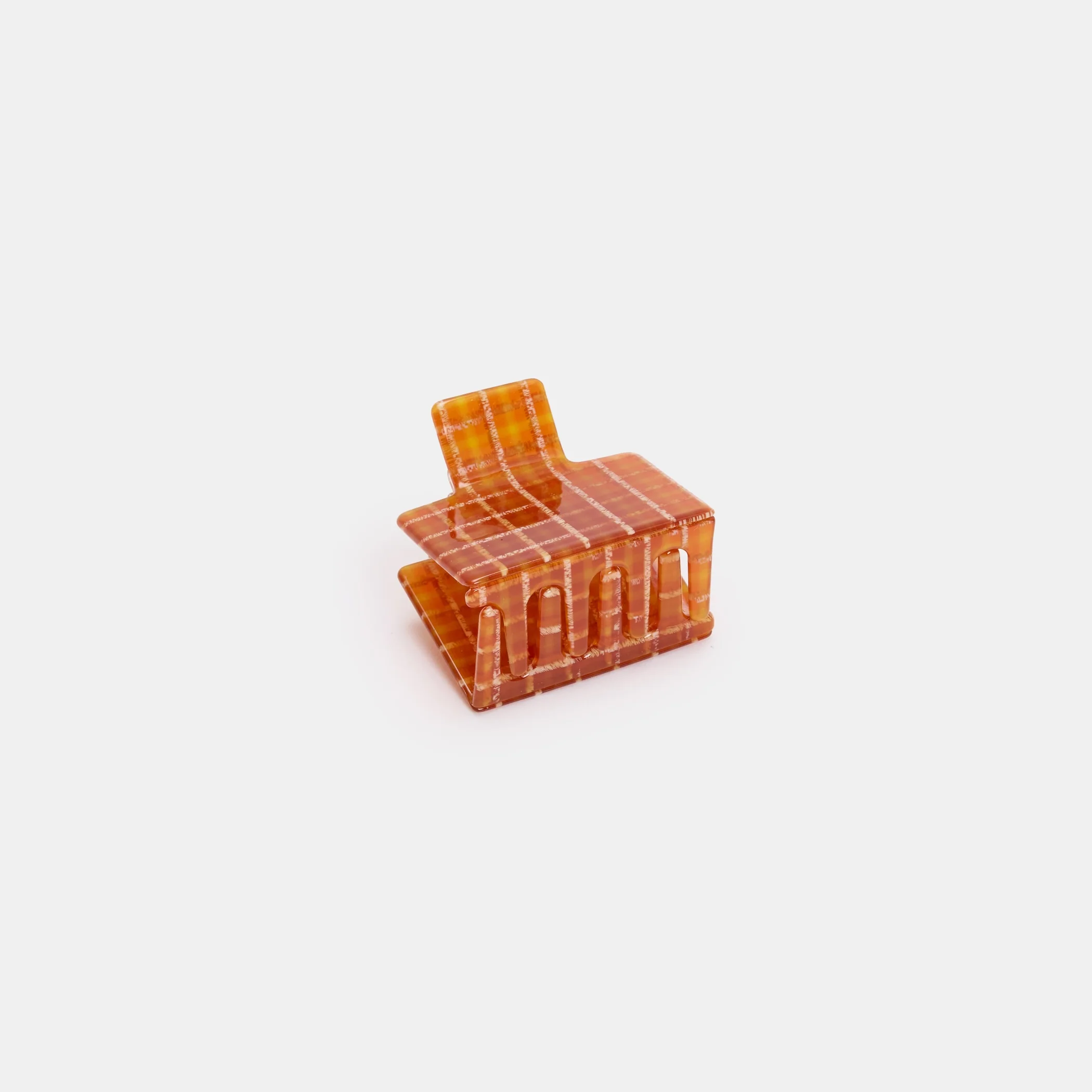 Midi Box Claw in Caramel Plaid