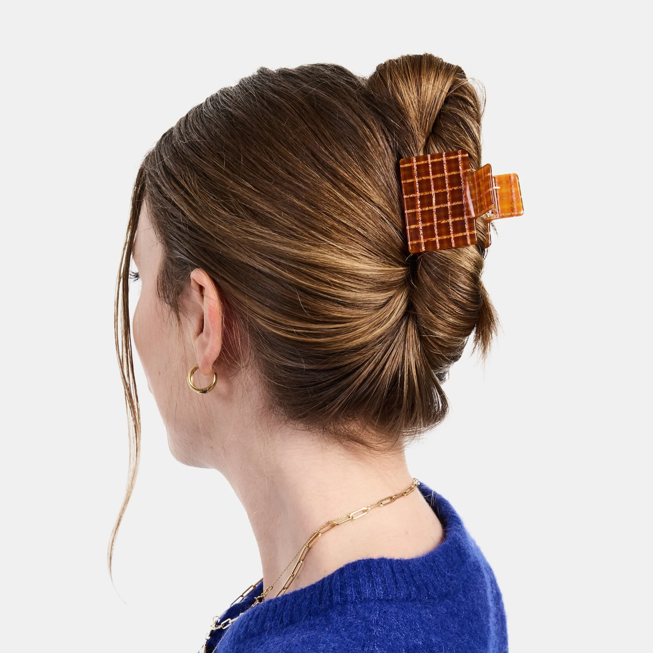 Midi Box Claw in Caramel Plaid - Image 2