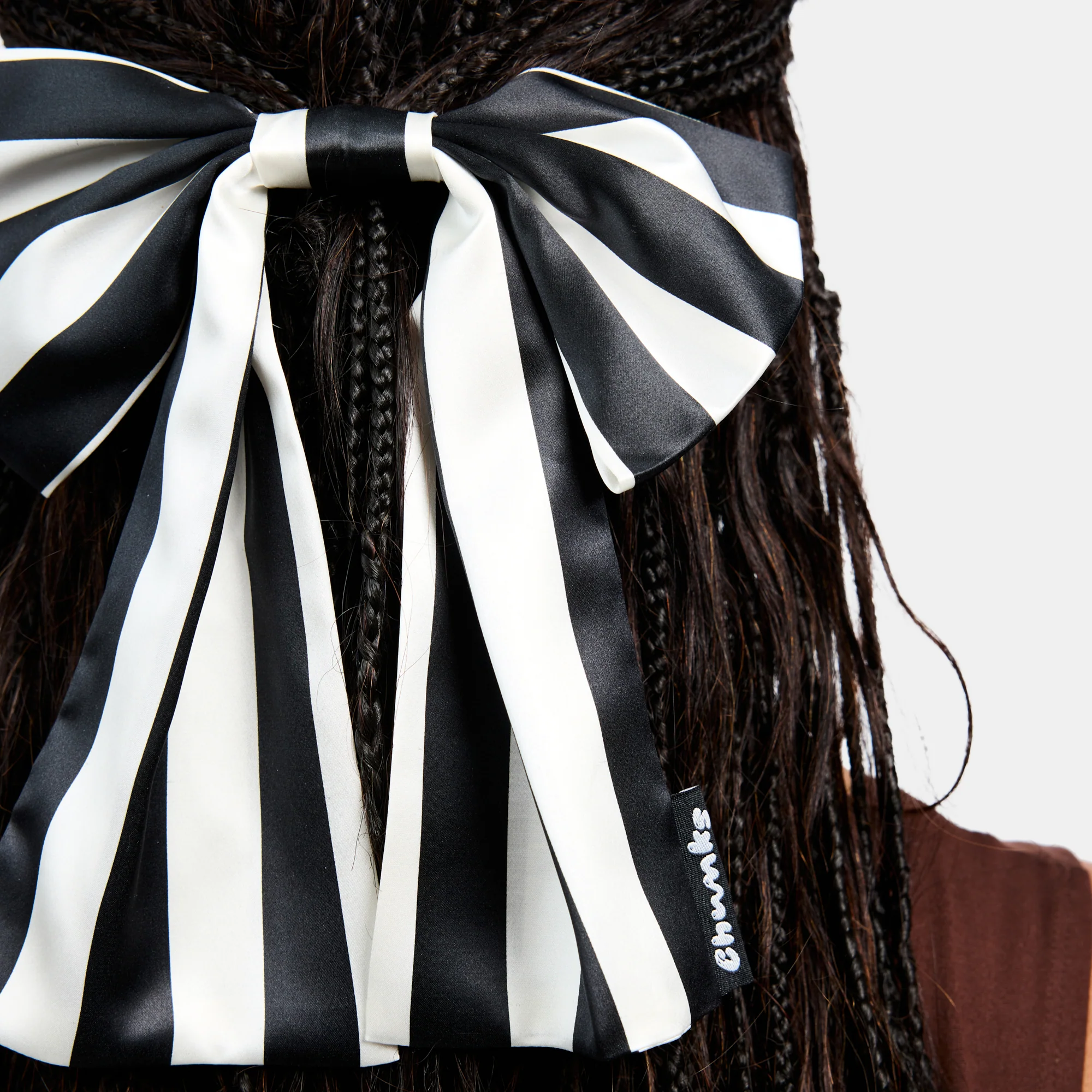 Silk Bow Barrette in Stripes - Image 5