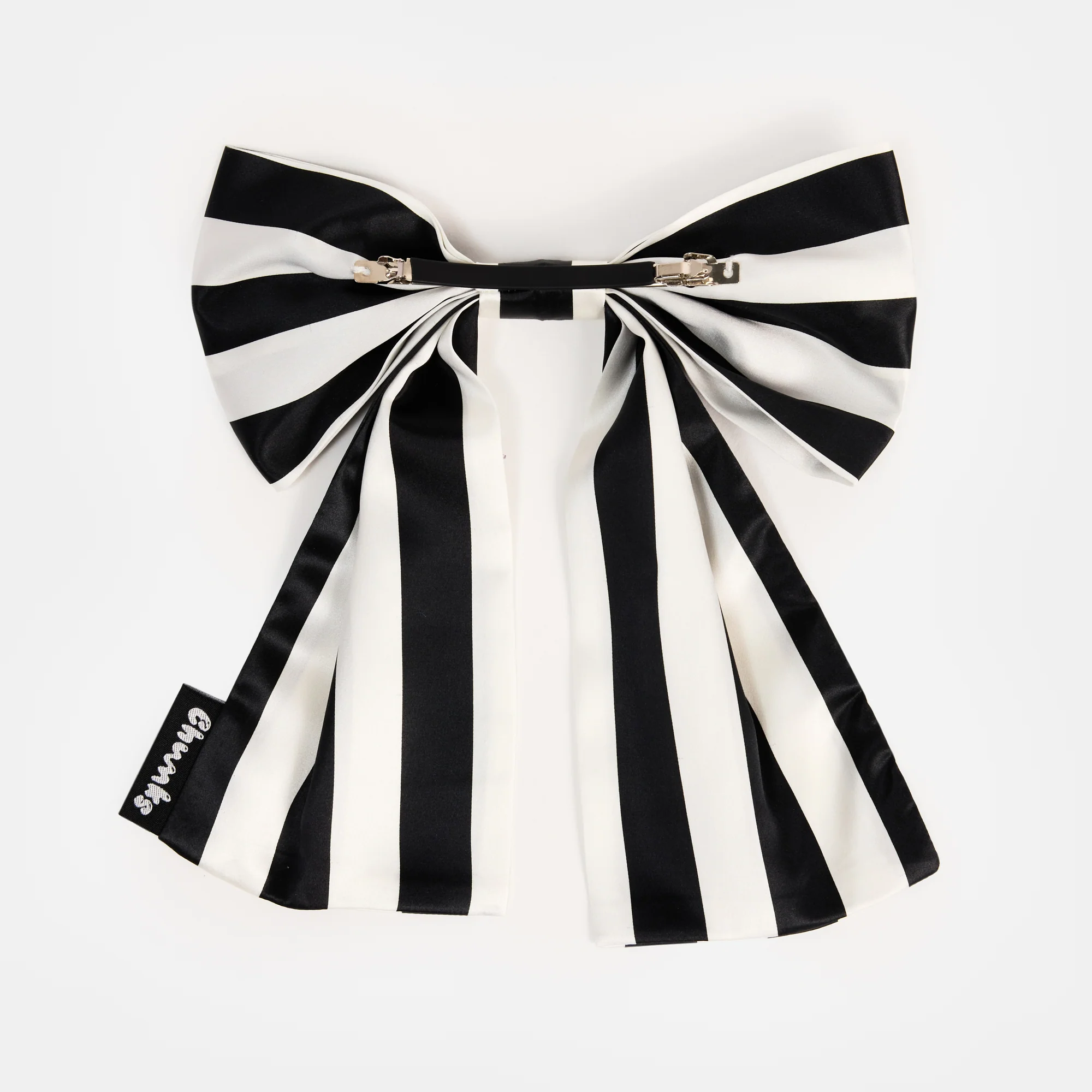 Silk Bow Barrette in Stripes - Image 6