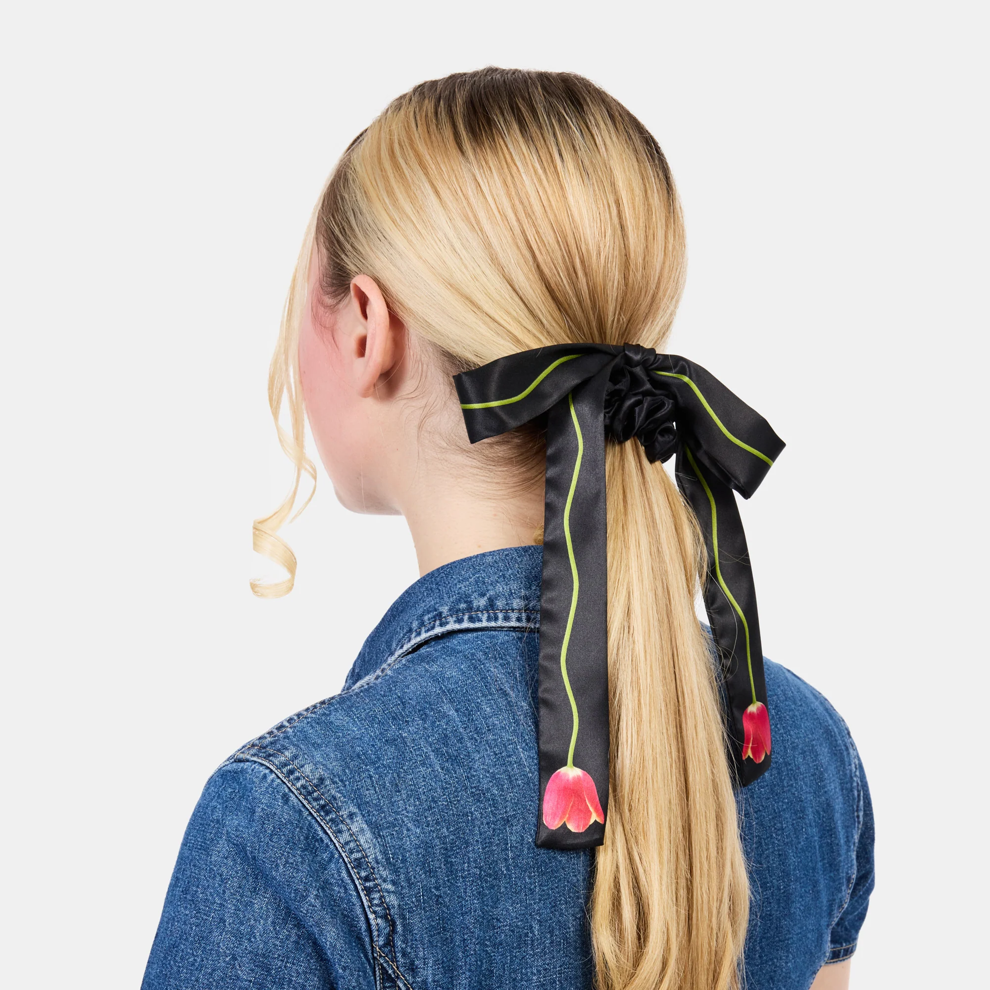 Silk Tie Scrunchie in Tulip - Image 3