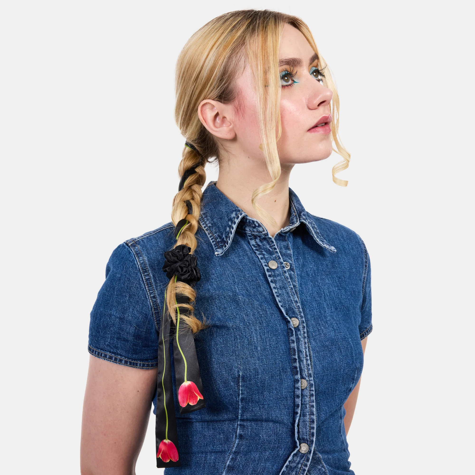 Silk Tie Scrunchie in Tulip - Image 4