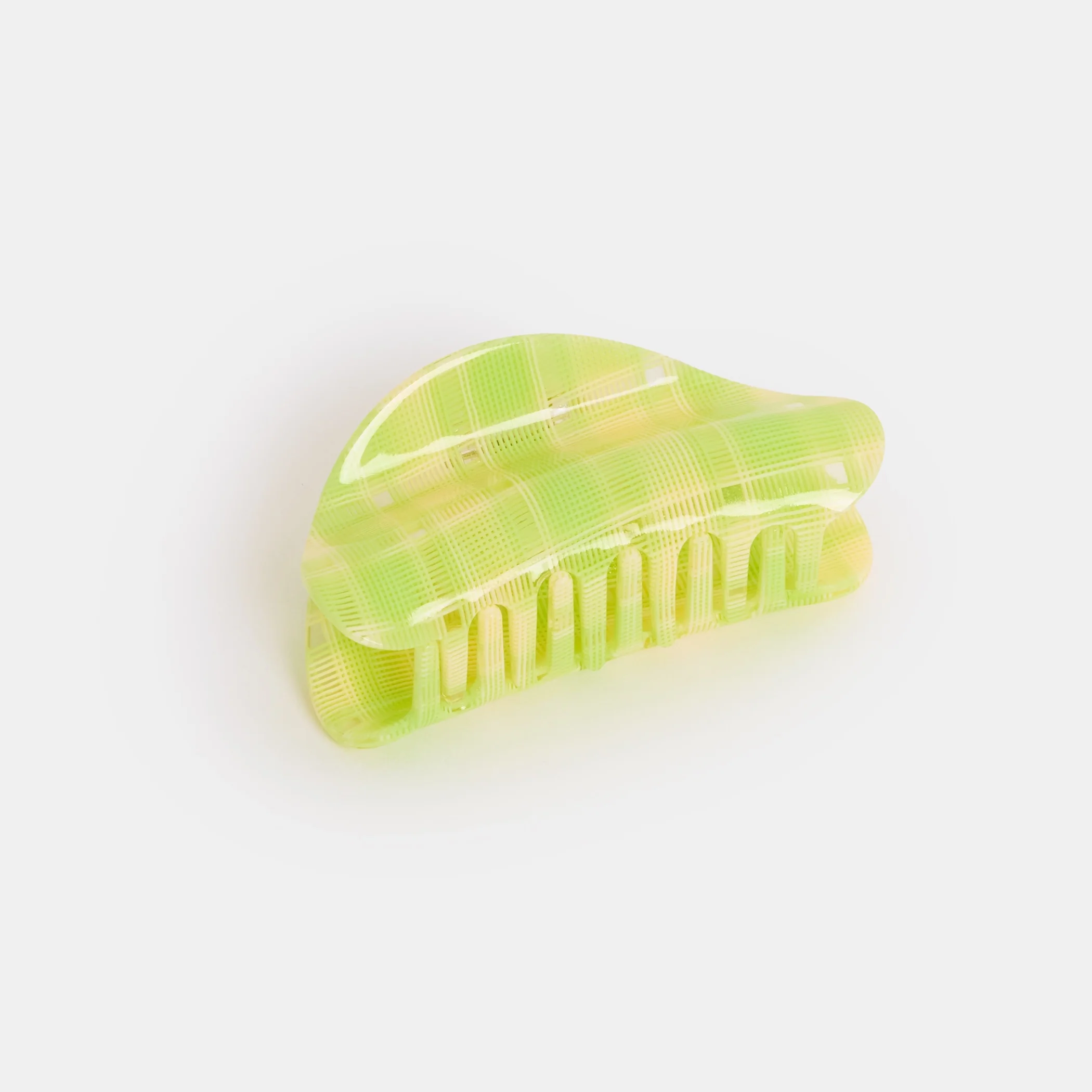 Suki Claw in Lime + Cream Plaid