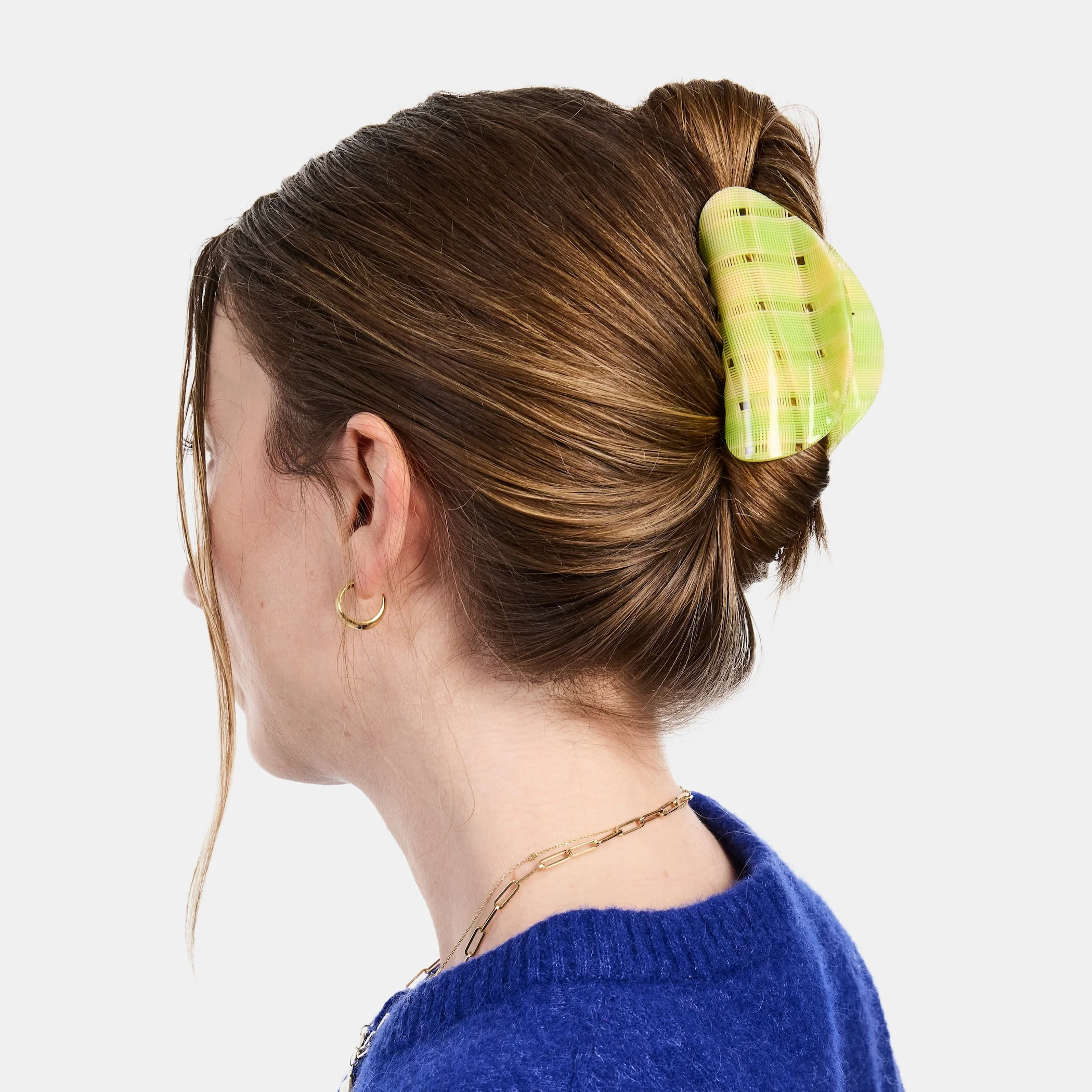 Suki Claw in Lime + Cream Plaid - Image 2
