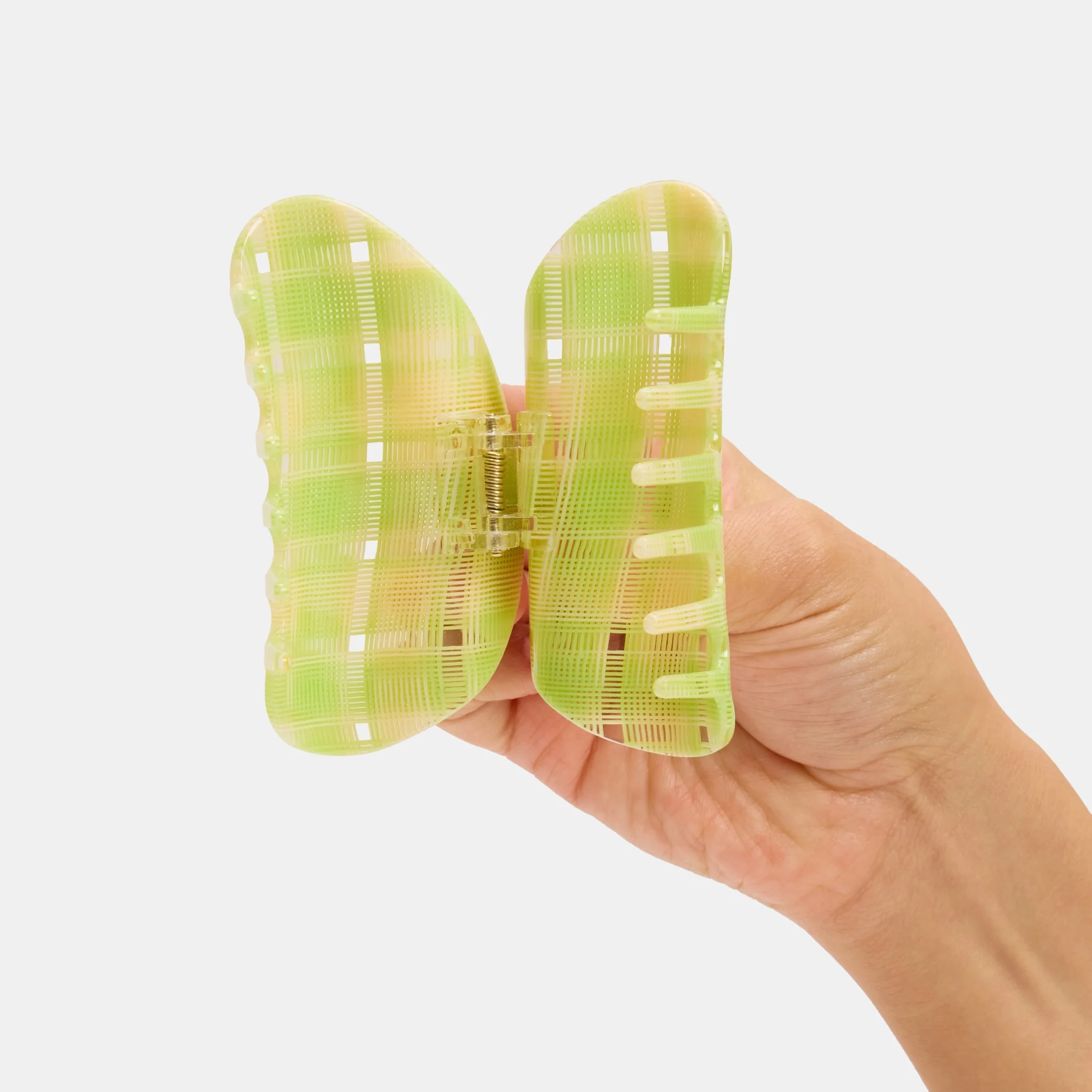 Suki Claw in Lime + Cream Plaid - Image 4